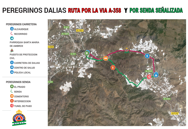 mapa senderos peregrinacion dalias berja