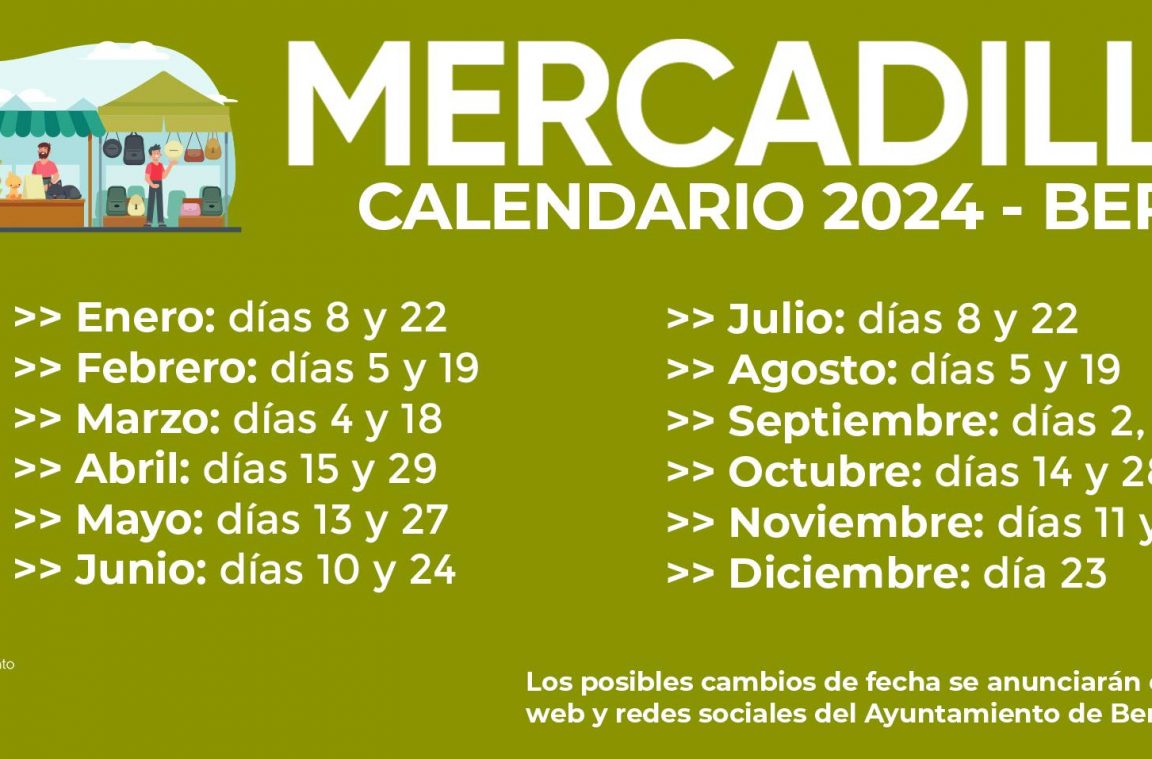 Calendario Mercadillo 2024 | Berja Digital