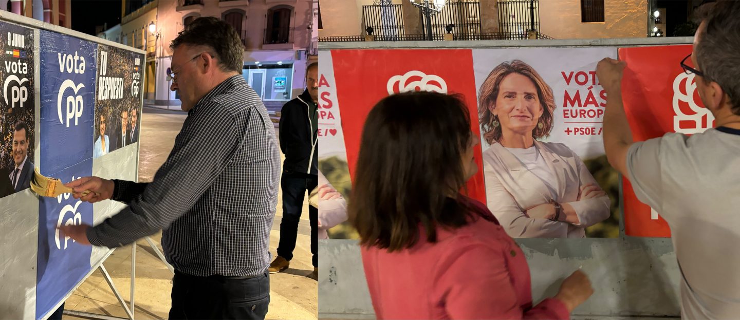 Arranca en Berja la campaña electoral europea con la tradicional pegada de carteles