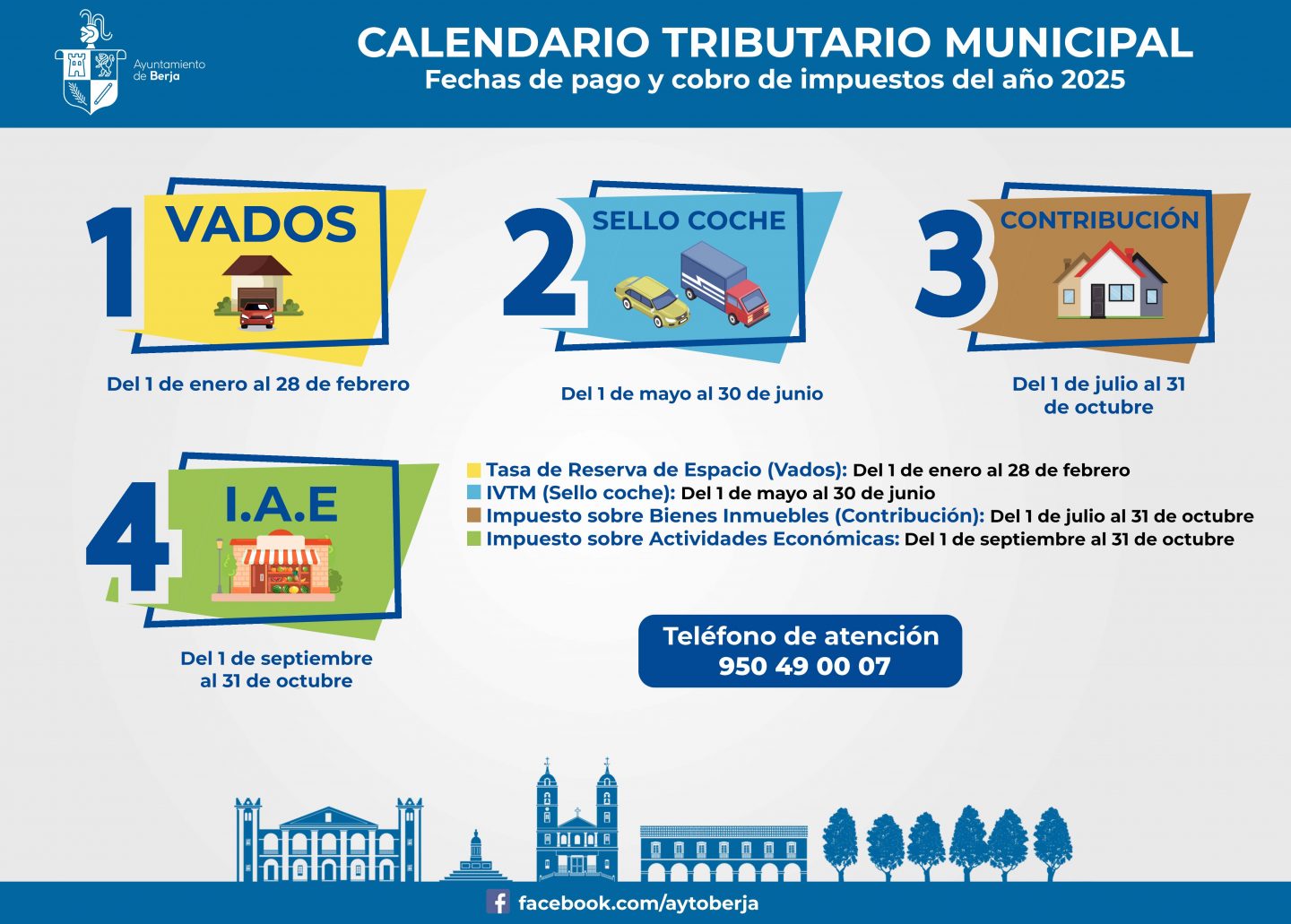 Publicadas las fechas del calendario tributario de Berja para 2025