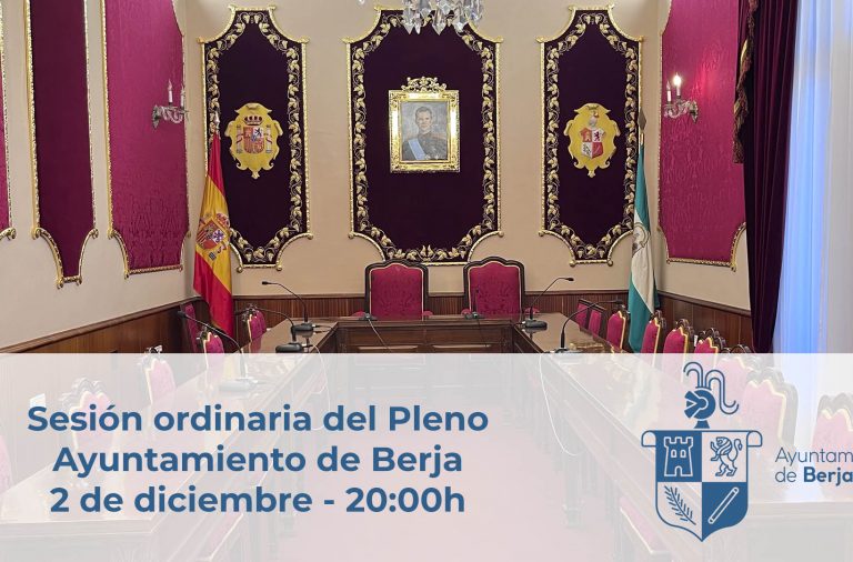 Sigue en directo el Pleno ordinario de diciembre de 2024 del Ayuntamiento de Berja