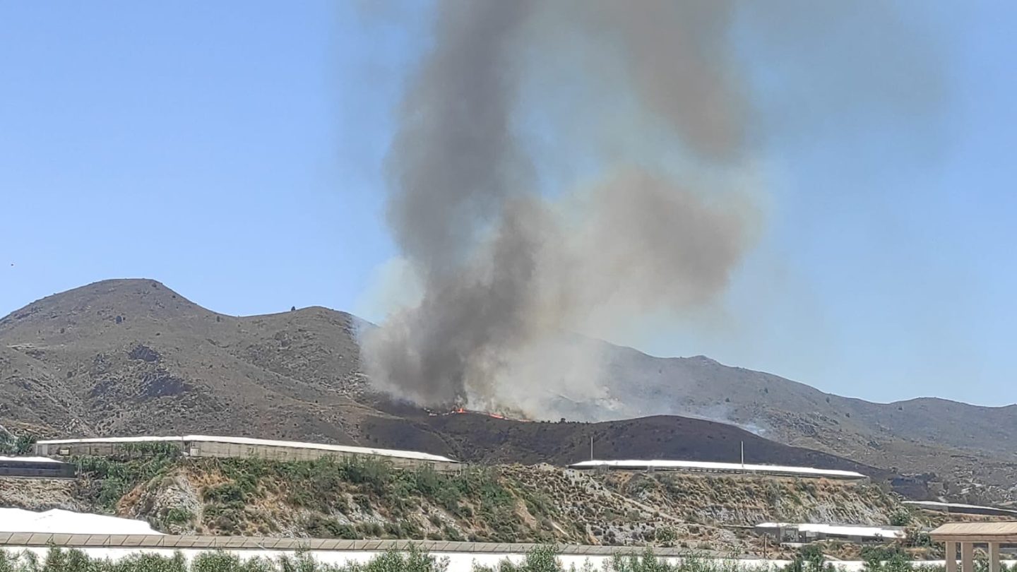 Declarado un incendio en zona de matorral junto a la carretera de Berja a Adra